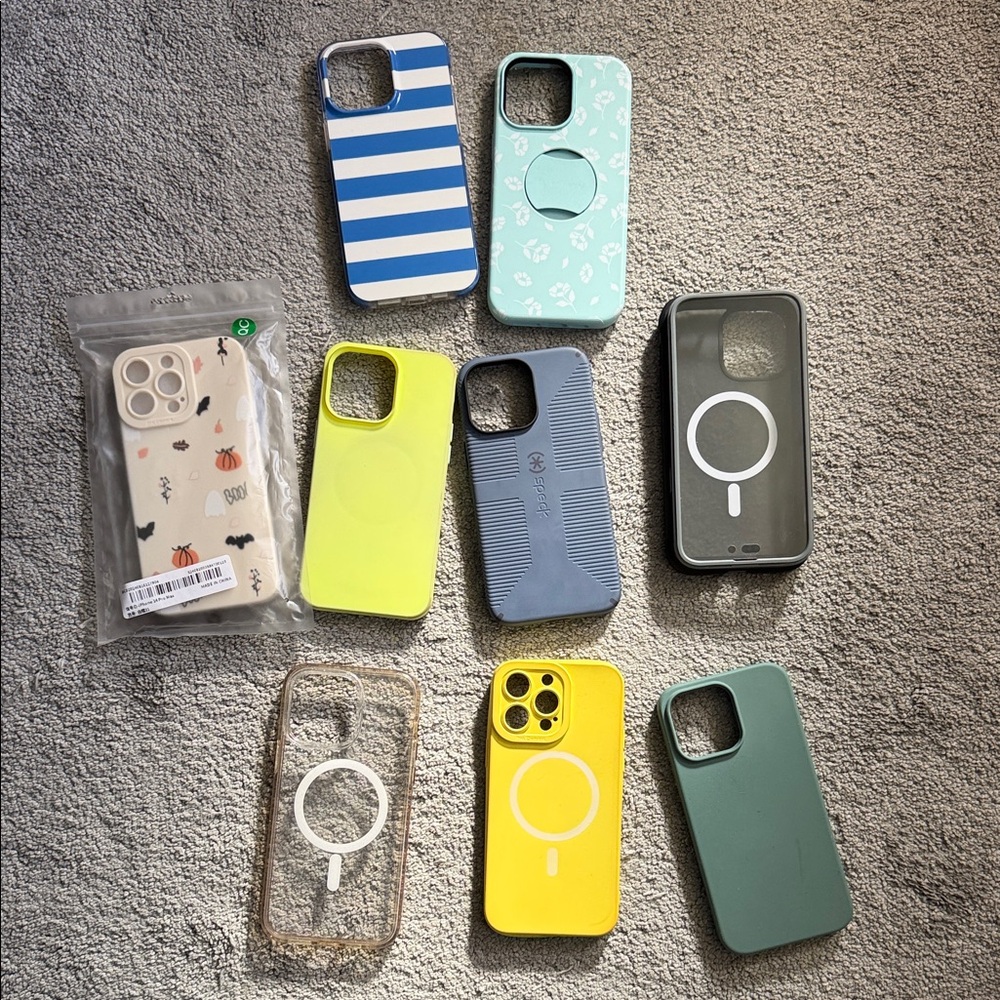 iPhone 14 ProMax Stylish Phone Case Collection - Blue, Yellow, Green